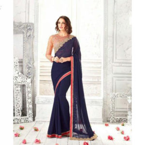 blue and gold wedding saree sri lanka