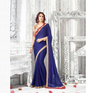 Blue and Gold wedding saree sri lanka